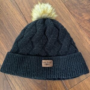 Black Knit Fleece Lined Beanie Hat